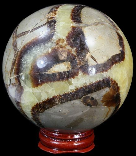 Polished Septarian Sphere - With Stand #43856